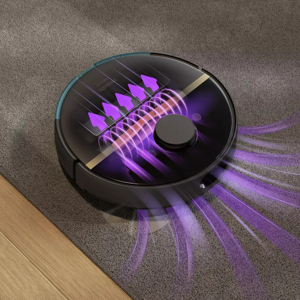 Philips HomeRun 7000 Series Aqua Robot Vacuum Cleaner and Mop mourixa Qatar function.webp