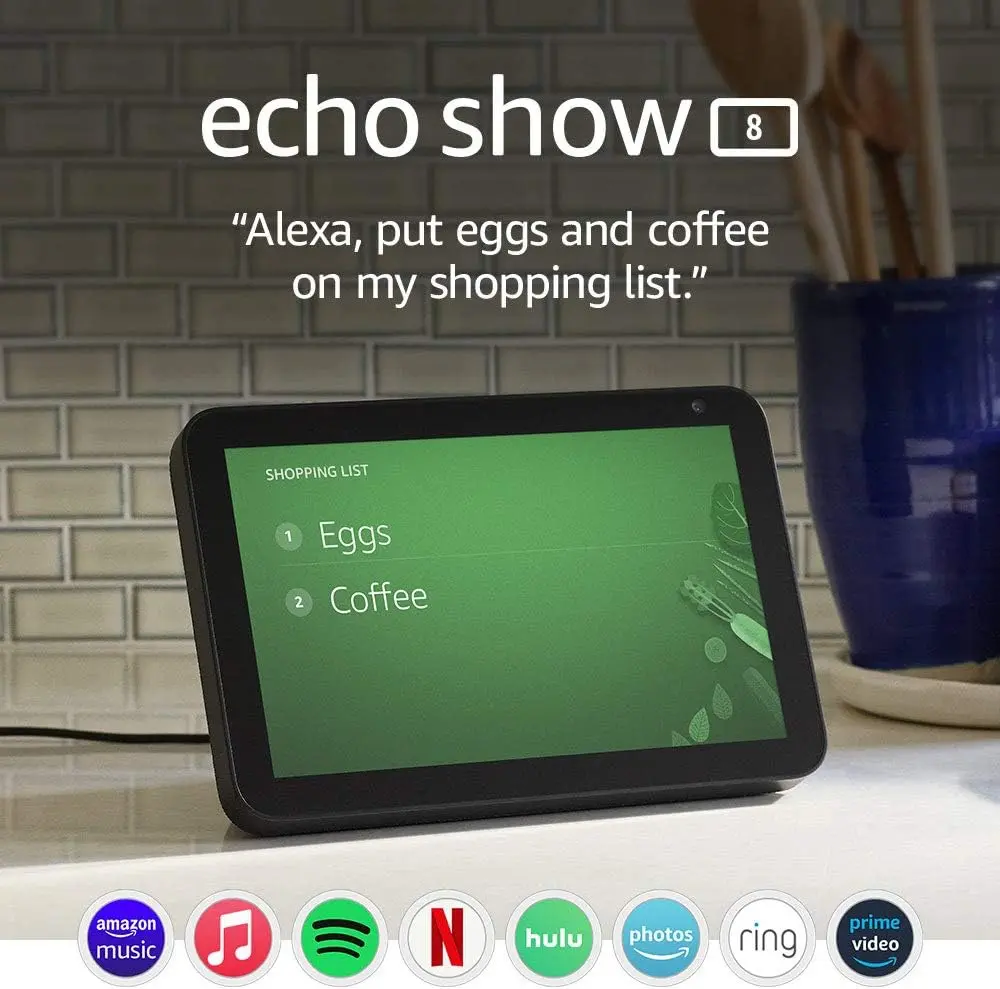 Echo Show 8 (1st Gen, 2019 release) -- HD smart display with Alexa – Unlimited Cloud Photo Storage – Digital Photo Display - Charcoal
