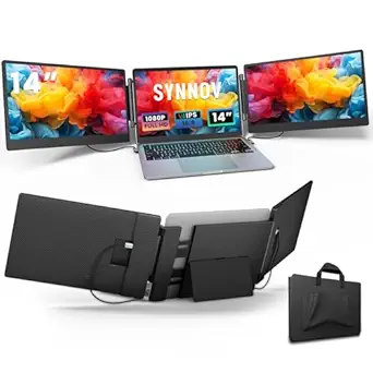 Laptop Screen Extender, 14" FHD 1080P Triple Portable Laptop Screen Extender Monitor for 13"-16.5" Laptop with Stand Dual Monitors Built-in Speakers, Laptop Monitor Extender for MacOS/Wins/Chrome/Dex